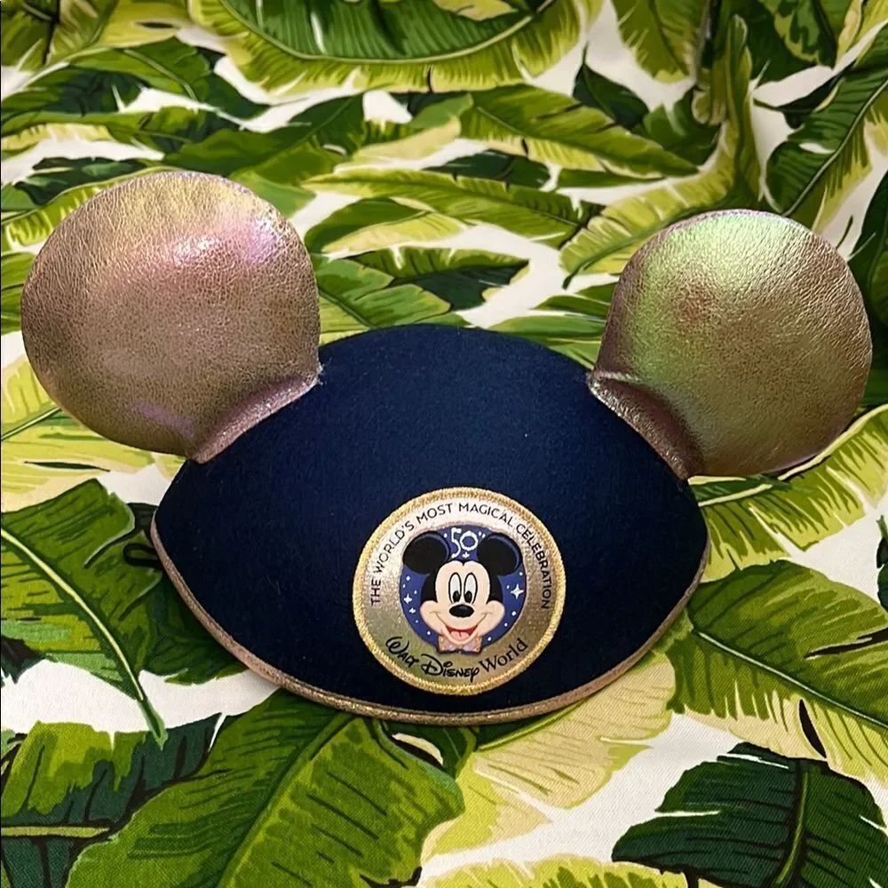 NWT Mickey Mouse Ears Hat - Black and Gold, 50th Anniversary